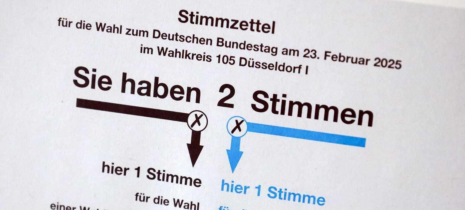 Foto: Stimmzettel für die Wahl zum Deutschen Bundestag 2025