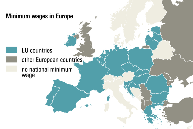 Screenshot map minimum wages in Eujrope